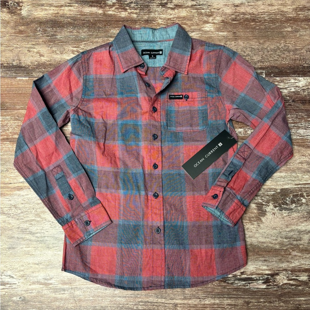 NWT Ocean Current Long Sleeve Button Down, Size Small (Youth)